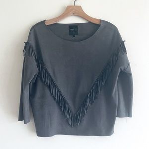 Faux suede western style blouse
